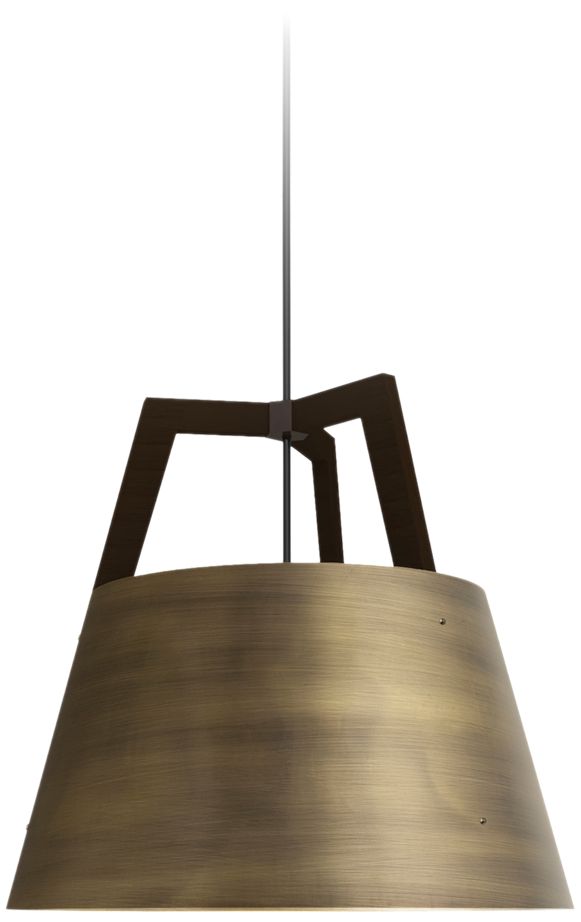Imber 17" Dark Walnut Rigid 3500K LED Pendant w/ Distressed Brass Shade