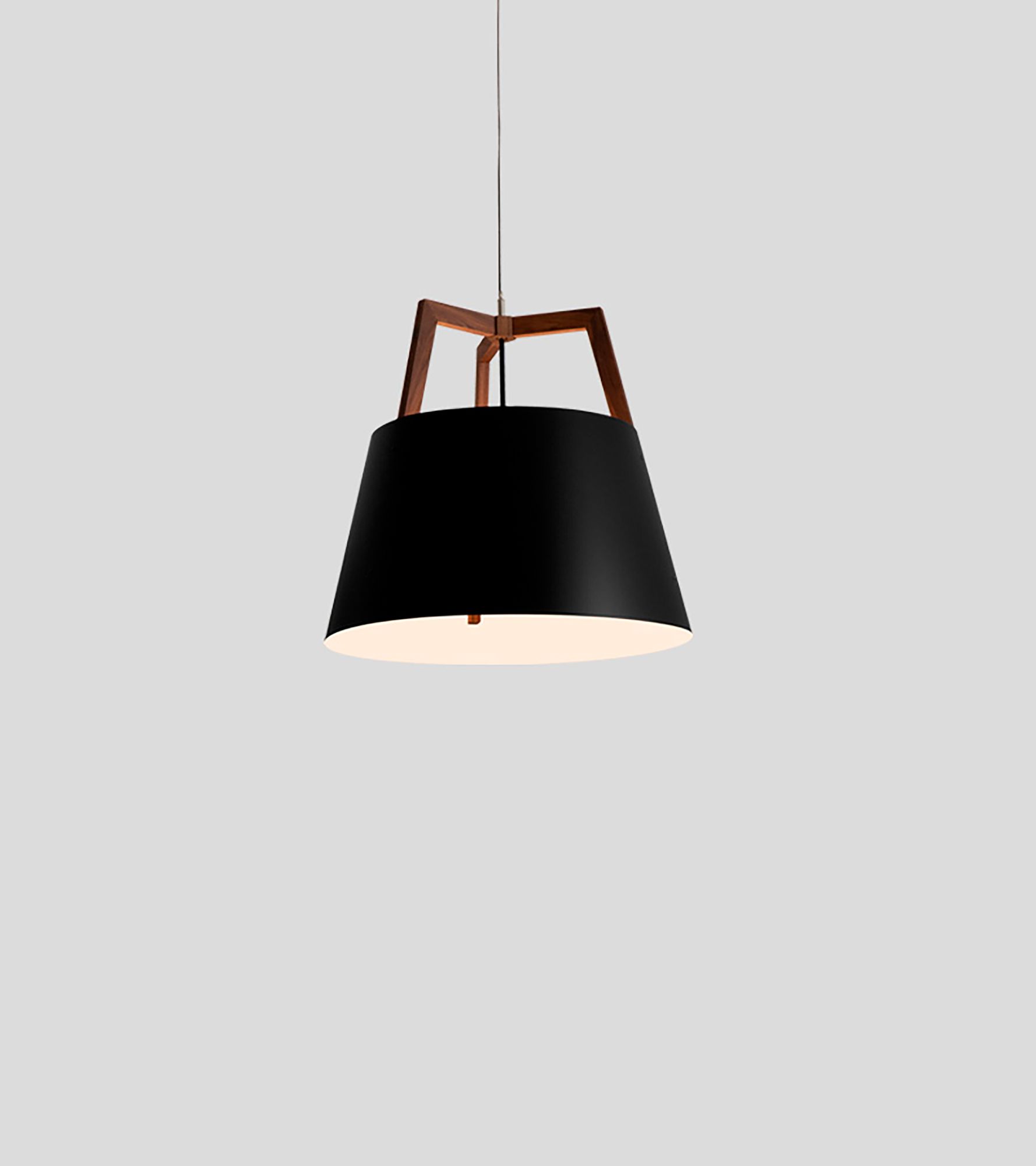 Image 2 Imber 17" Walnut Corded 2700K LED Pendant w/ Black & White Shade more views