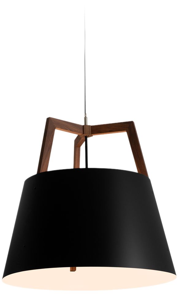 Imber 17" Walnut Corded 3500K LED Pendant w/ Black & White Shade