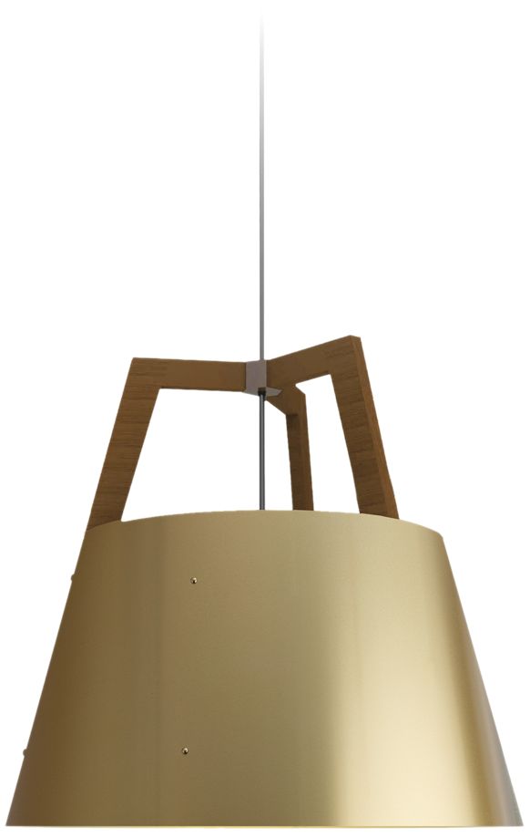 Imber 17" Walnut Corded 3500K LED Pendant w/ Brushed Brass Shade