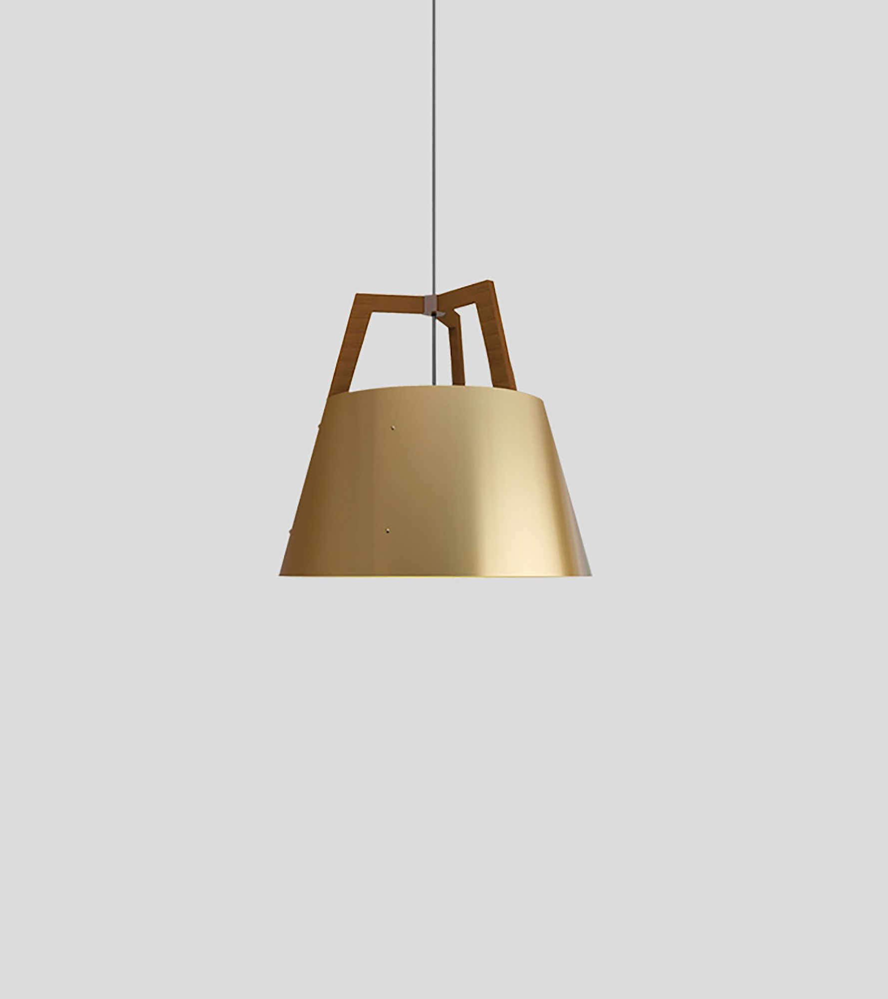 Image 2 Imber 17" Walnut Rigid 3500K LED Pendant w/ Brushed Brass Shade more views