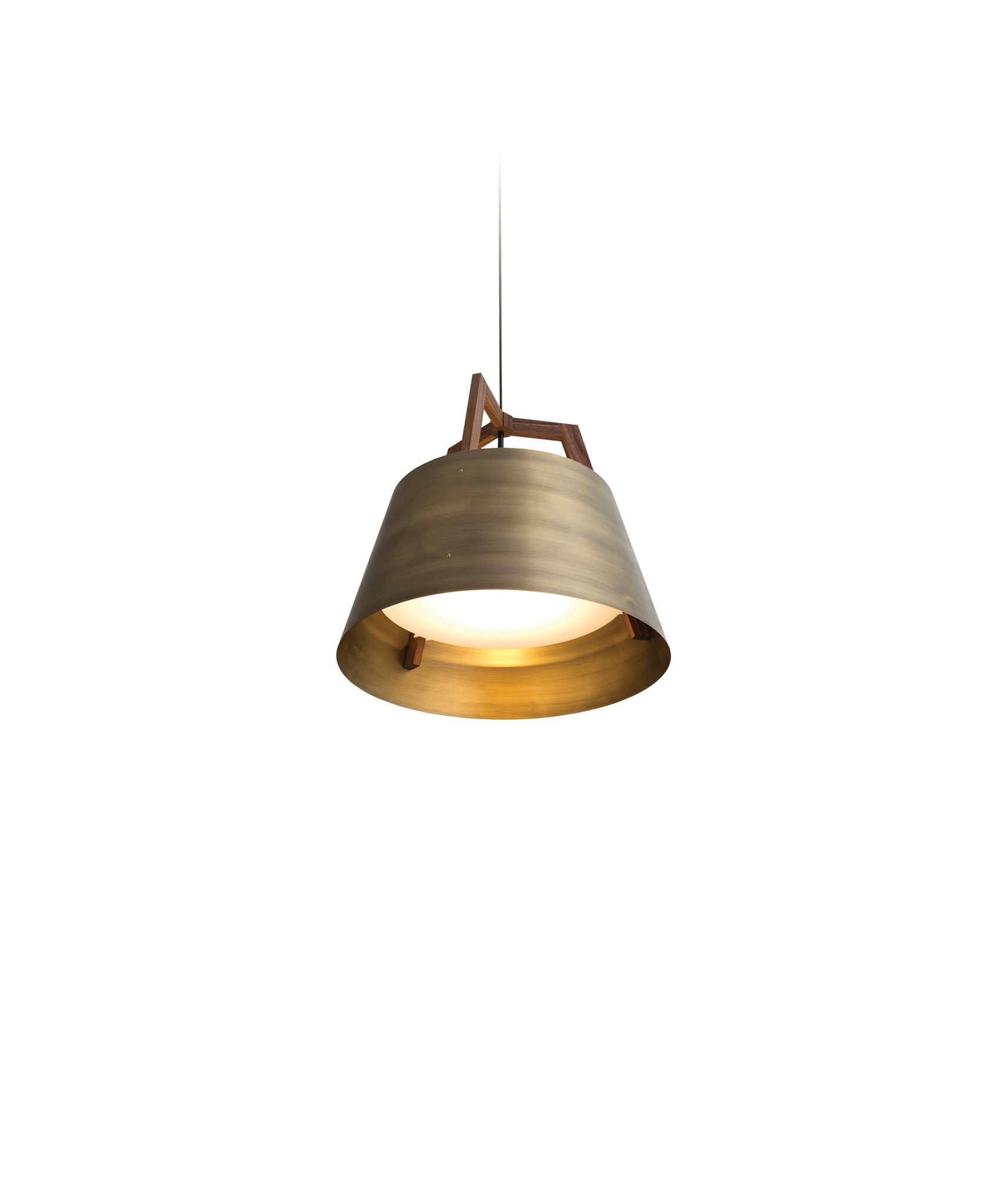 Image 2 Imber 17" Walnut Rigid 3500K LED Pendant w/ Distressed Brass Shade more views