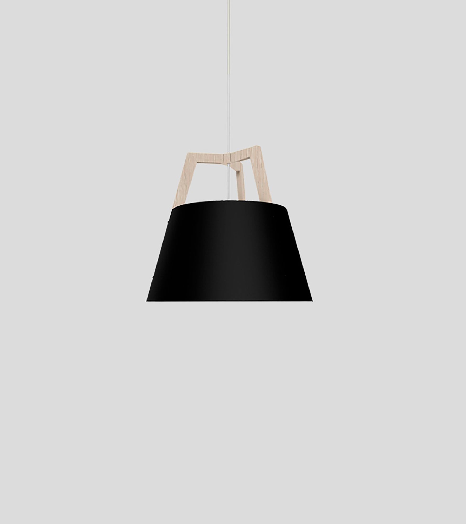 Image 2 Imber 17" White Oak Rigid Pendant w/ Black & White Shade & Diffuser more views