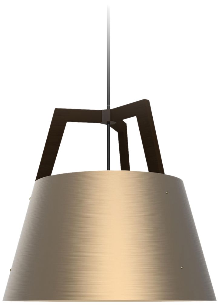 Imber 24" Dark Stained Walnut Corded 3500K LED Pendant w/ Rose Gold Shade