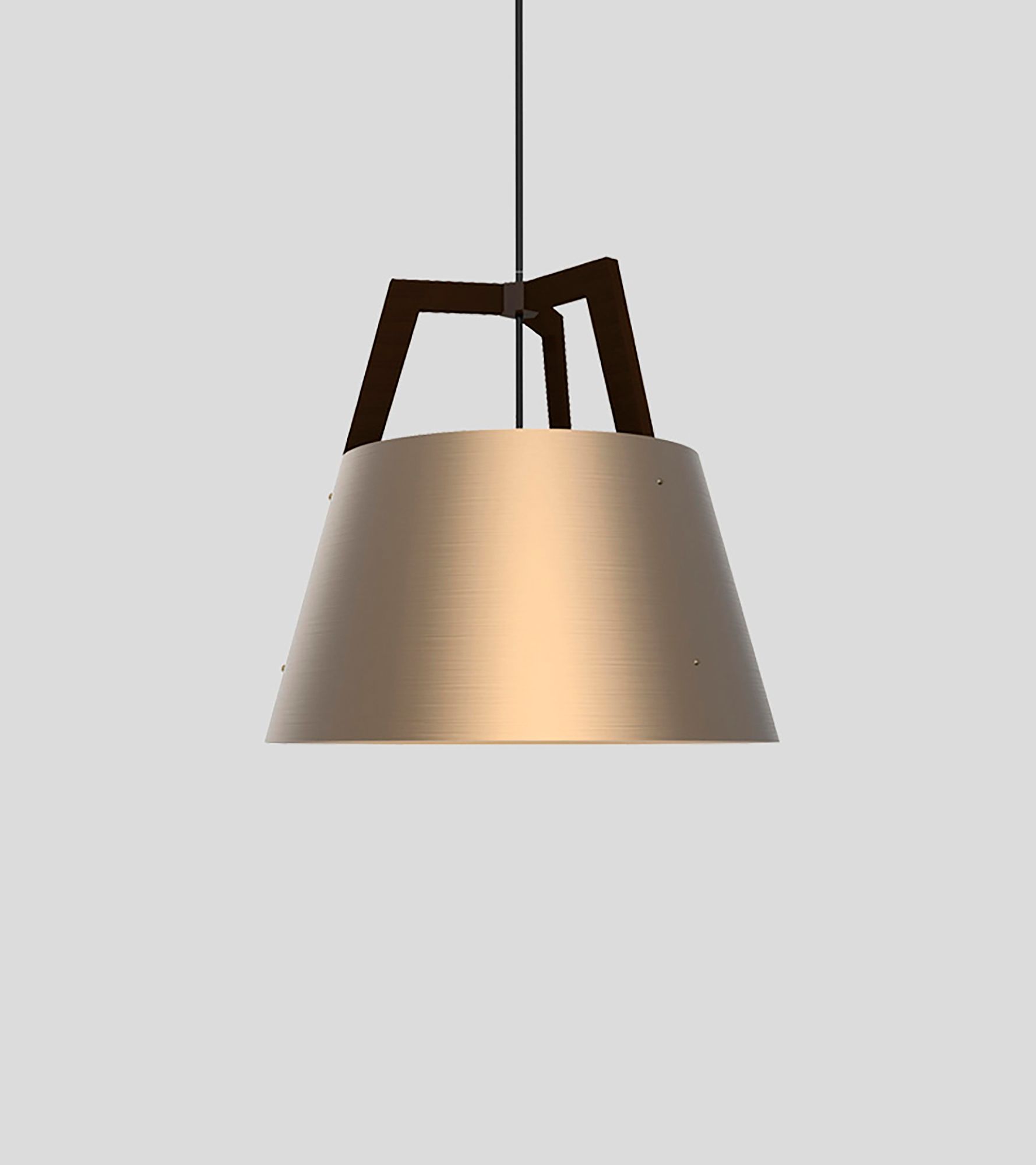 Image 2 Imber 24" Dark Stained Walnut Corded 3500K LED Pendant w/ Rose Gold Shade more views
