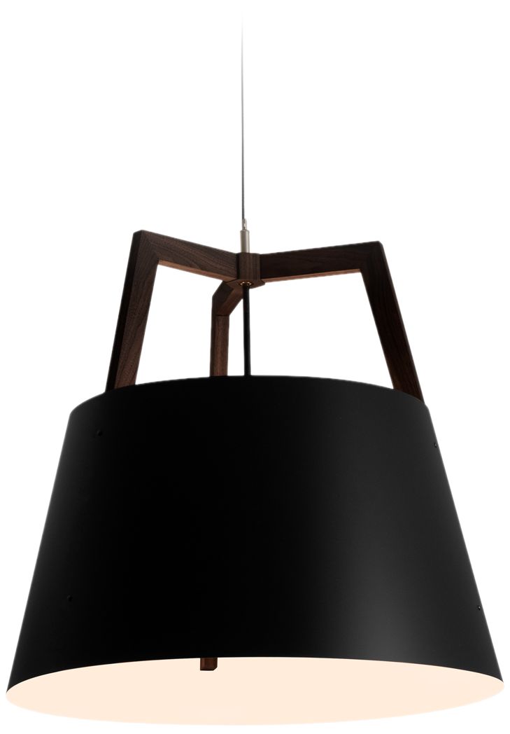 Imber 24" Dark Walnut Corded 2700K LED Pendant w/ Black & White Shade