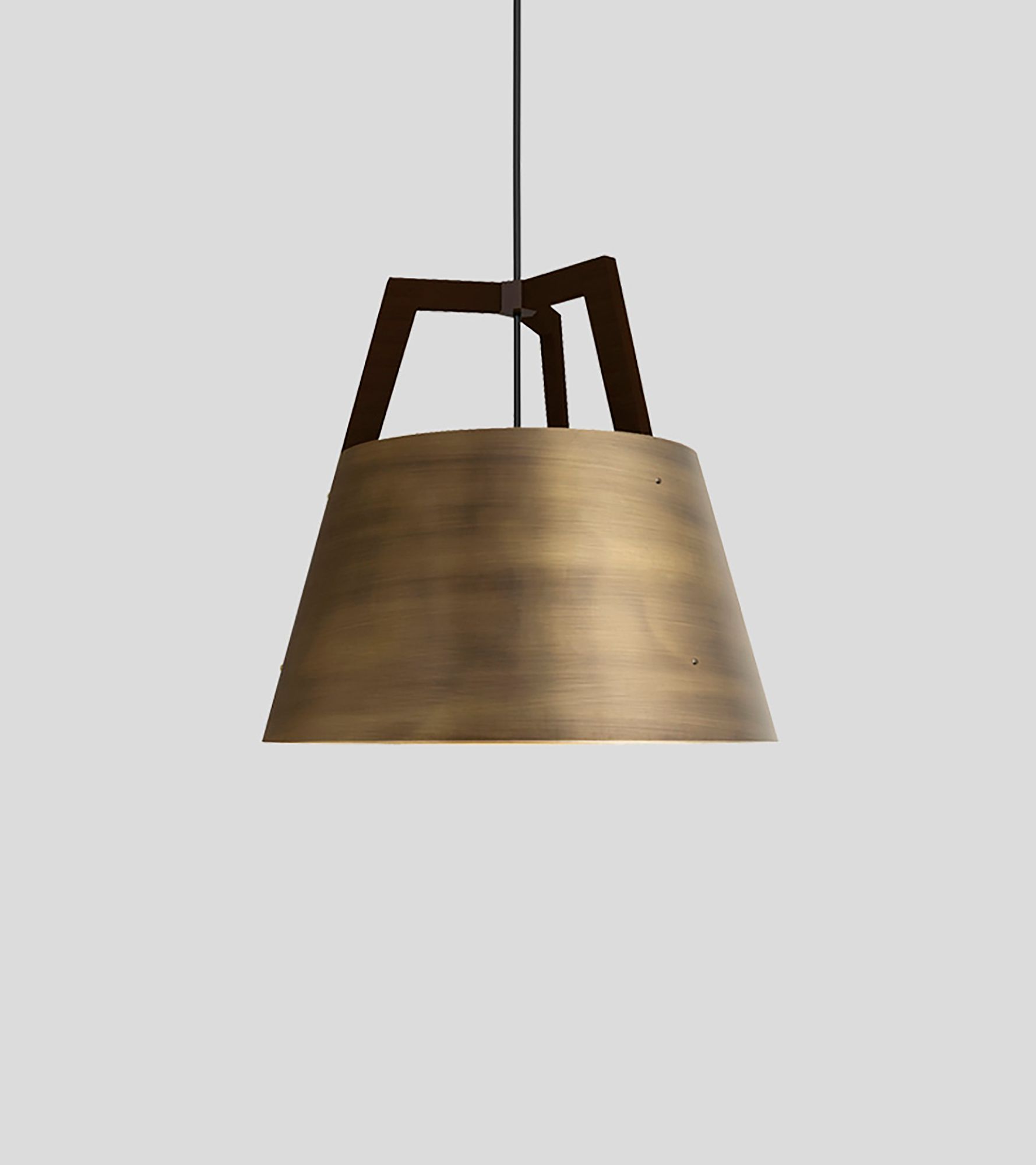 Image 2 Imber 24" Dark Walnut Corded 3500K LED Pendant w/ Distressed Brass Shade more views