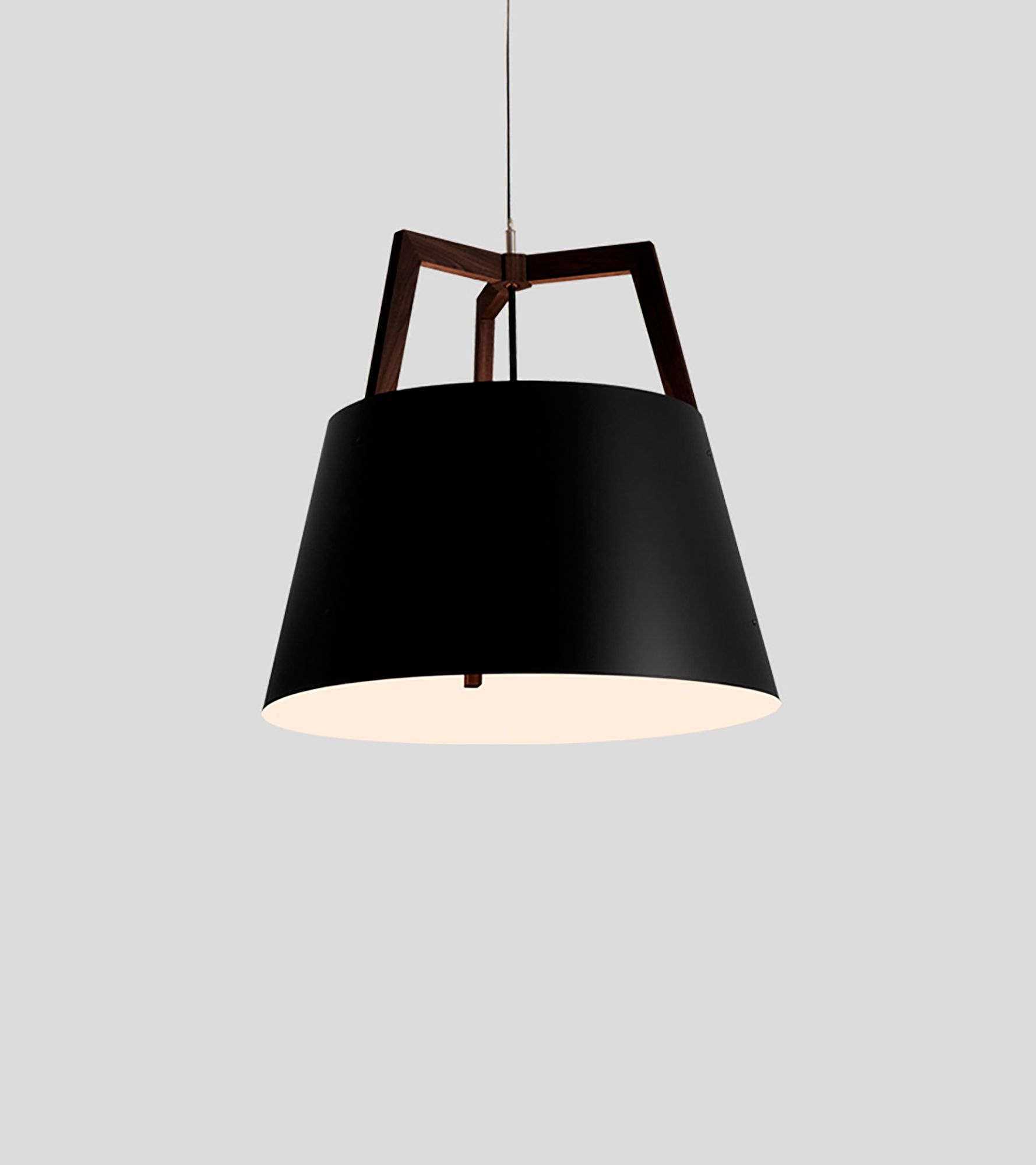 Image 2 Imber 24" Dark Walnut Rigid 3500K LED Pendant w/ Black & White Shade more views