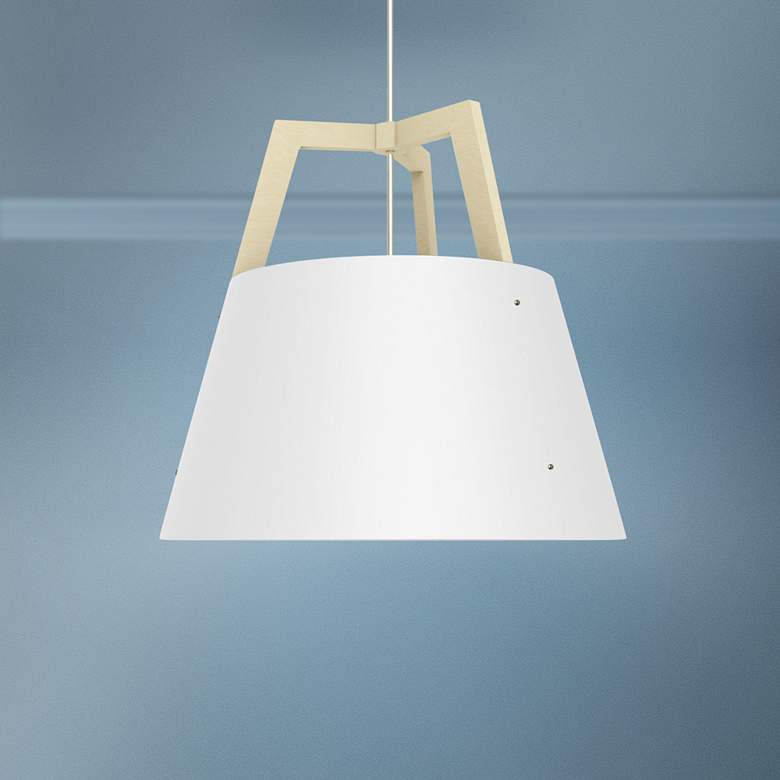 Image 1 Imber 24"W White Washed Oak w/ Gloss White LED Pendant Light