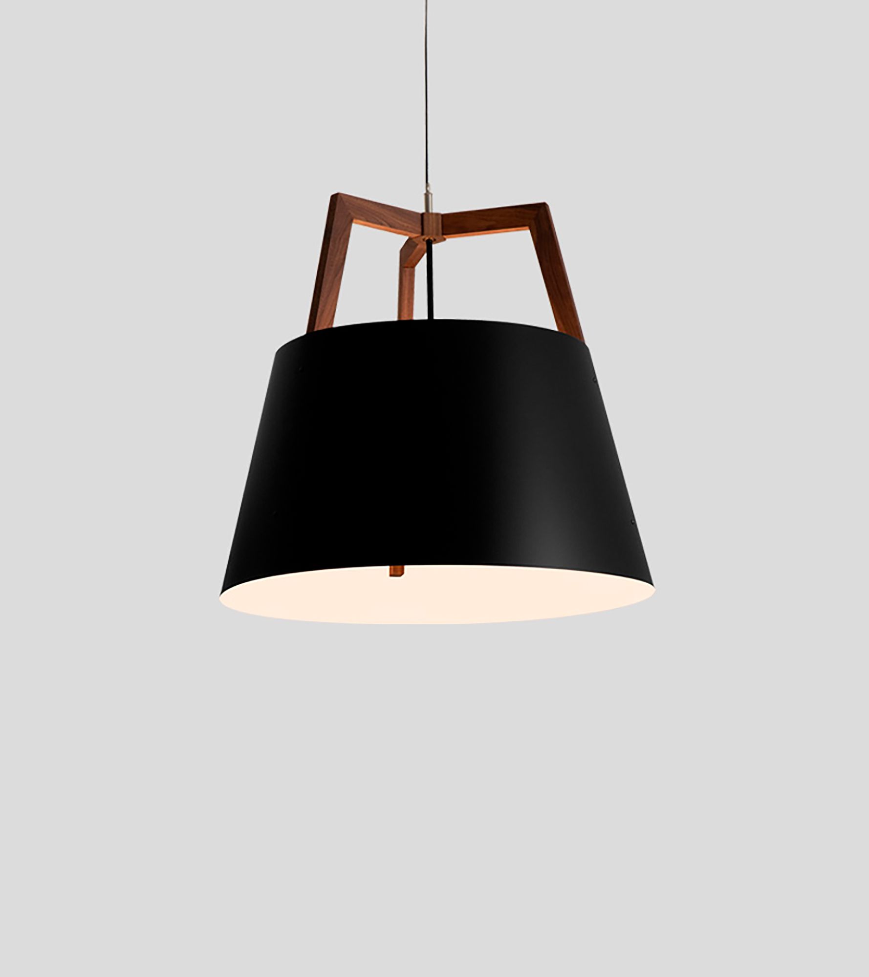 Image 2 Imber 24" Walnut Corded 3500K LED Pendant w/ Black & White Shade more views