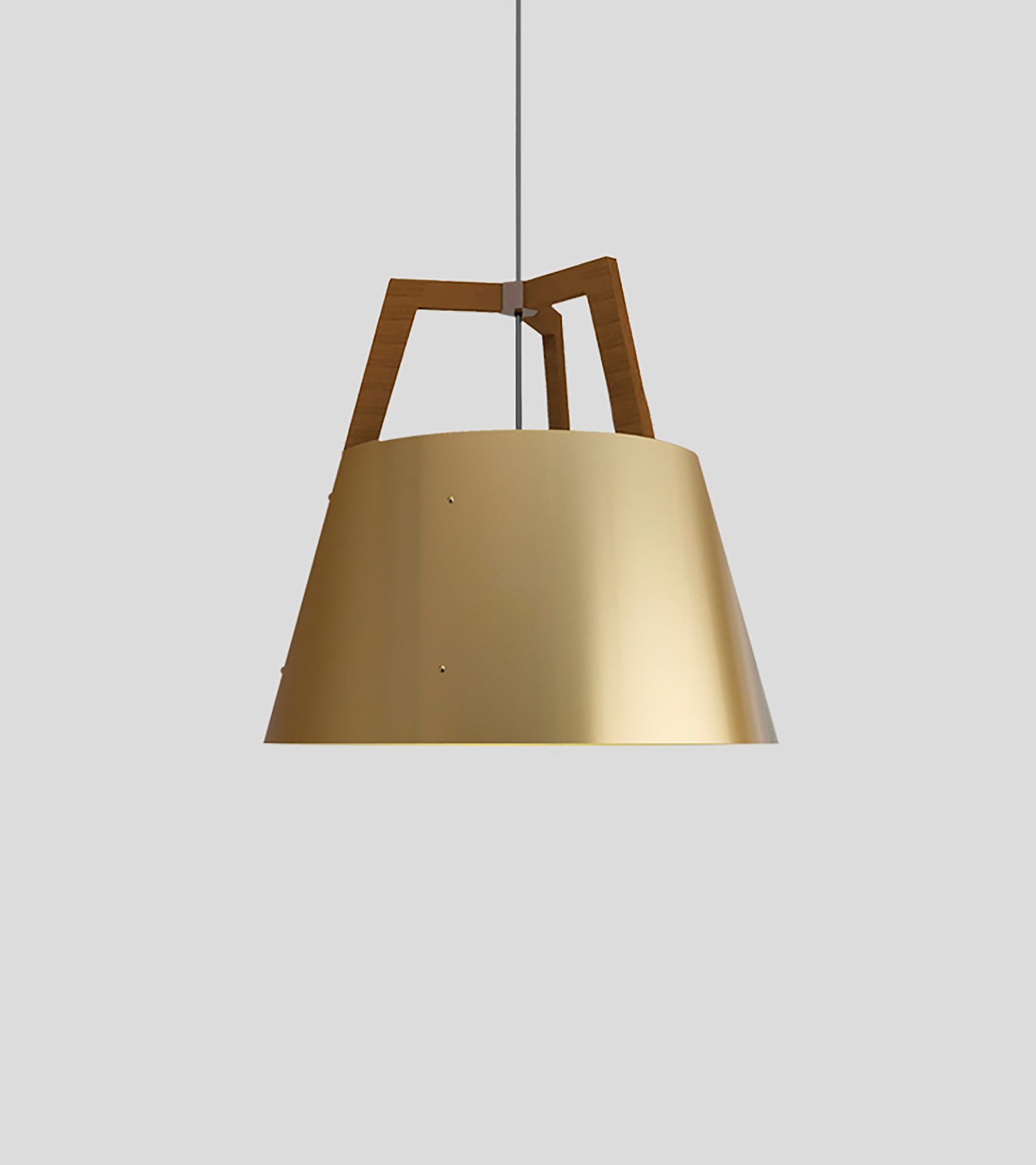 Image 2 Imber 24" Walnut Corded 3500K LED Pendant w/ Brushed Brass Shade more views