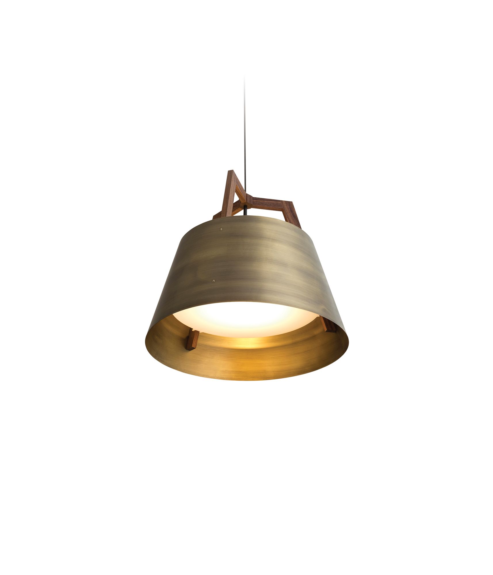 Image 2 Imber 24" Walnut Corded 3500K LED Pendant w/ Distressed Brass Shade more views