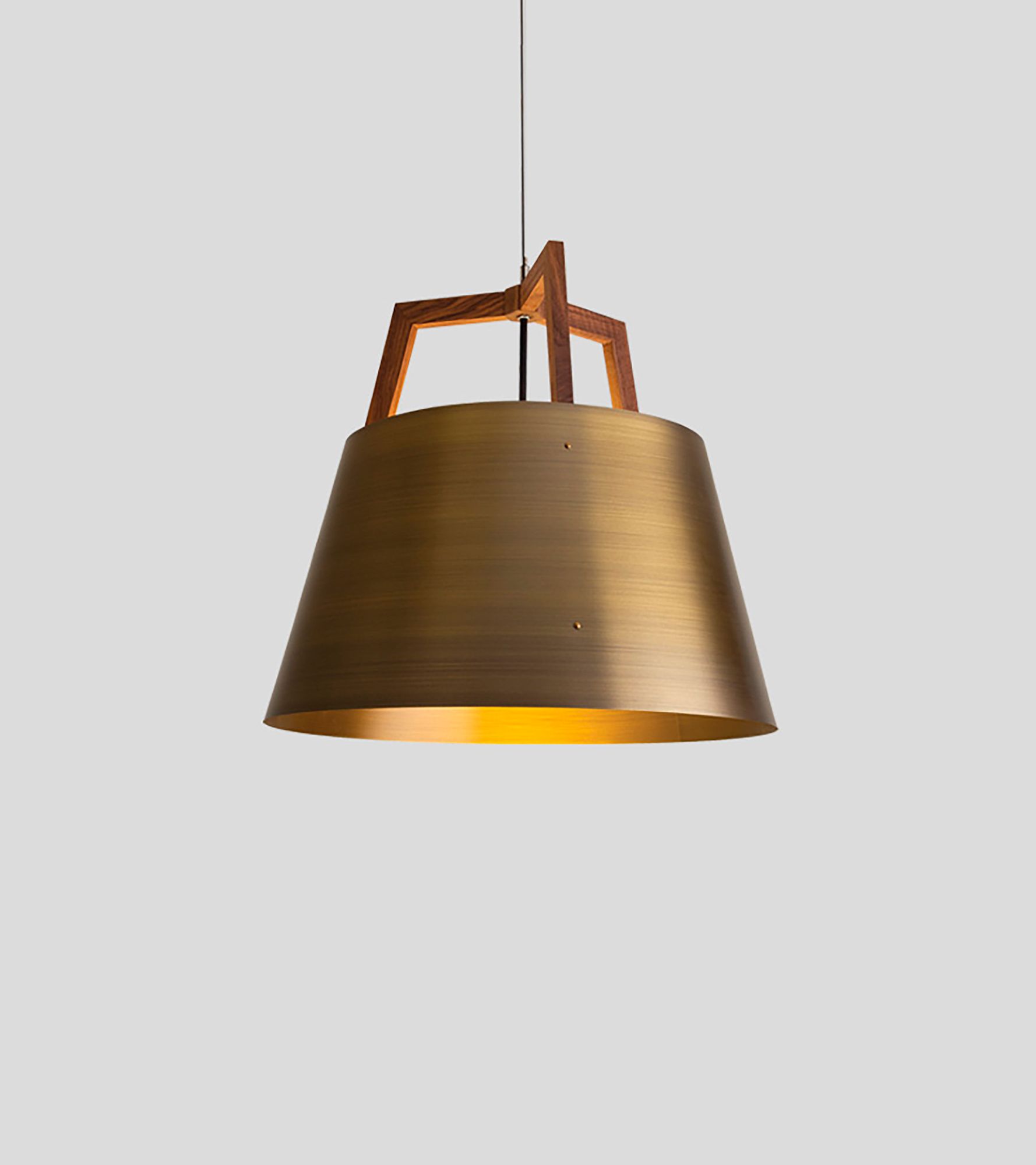 Image 3 Imber 24" Walnut Corded 3500K LED Pendant w/ Distressed Brass Shade more views