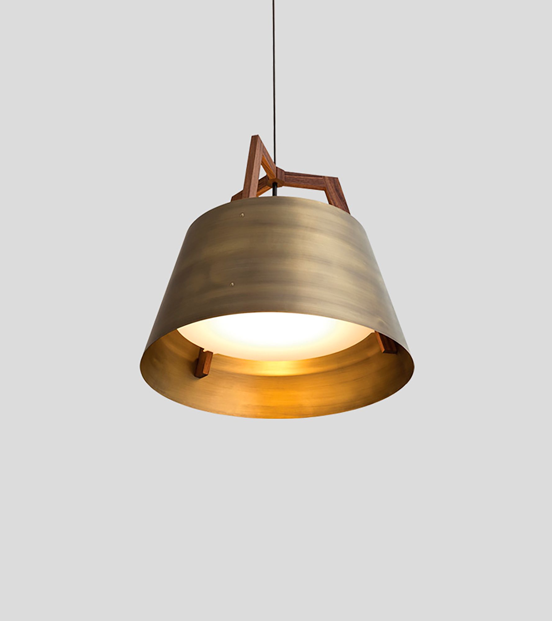 Image 4 Imber 24" Walnut Corded 3500K LED Pendant w/ Distressed Brass Shade more views