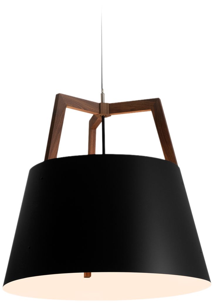 Imber 24" Walnut Rigid Pendant w/ Black & White Shade & Diffuser