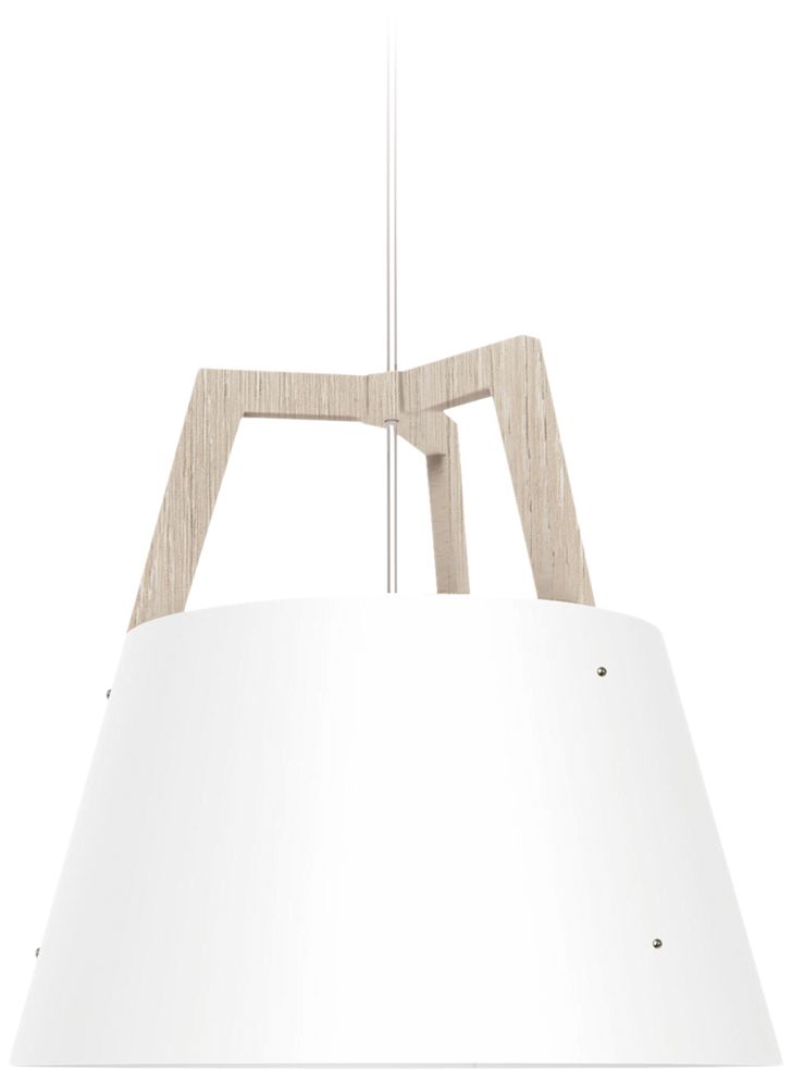Imber 24" White Oak Corded 3500K LED Pendant w/ Gloss White Shade