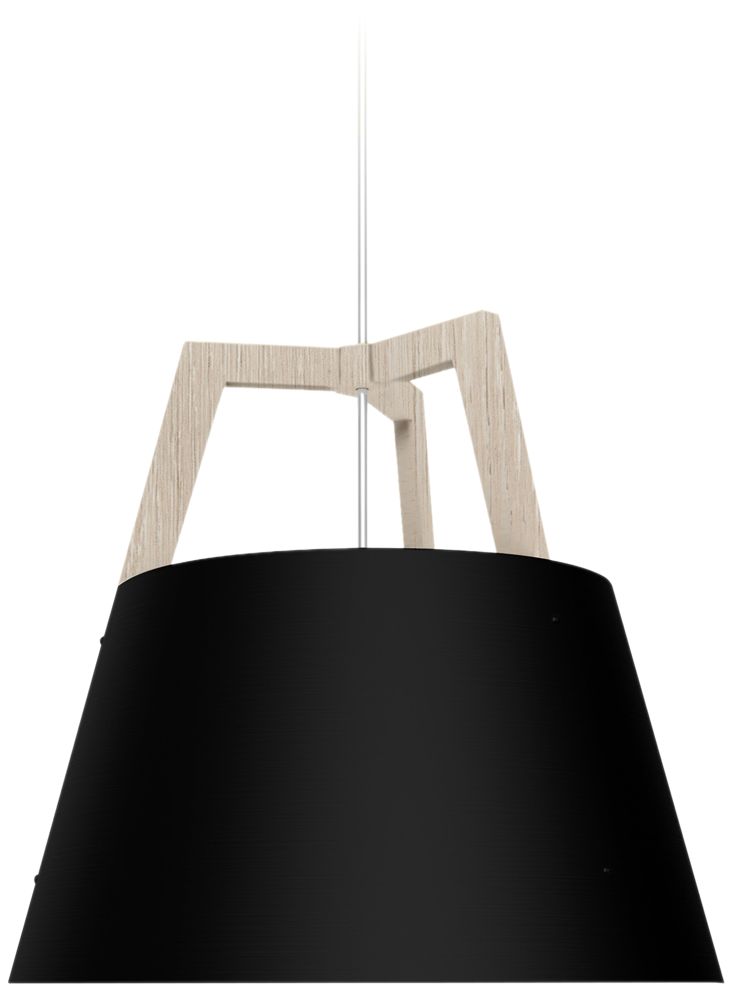 Imber 24" White Oak Rigid 3500K LED Pendant w/ Black & White Shade