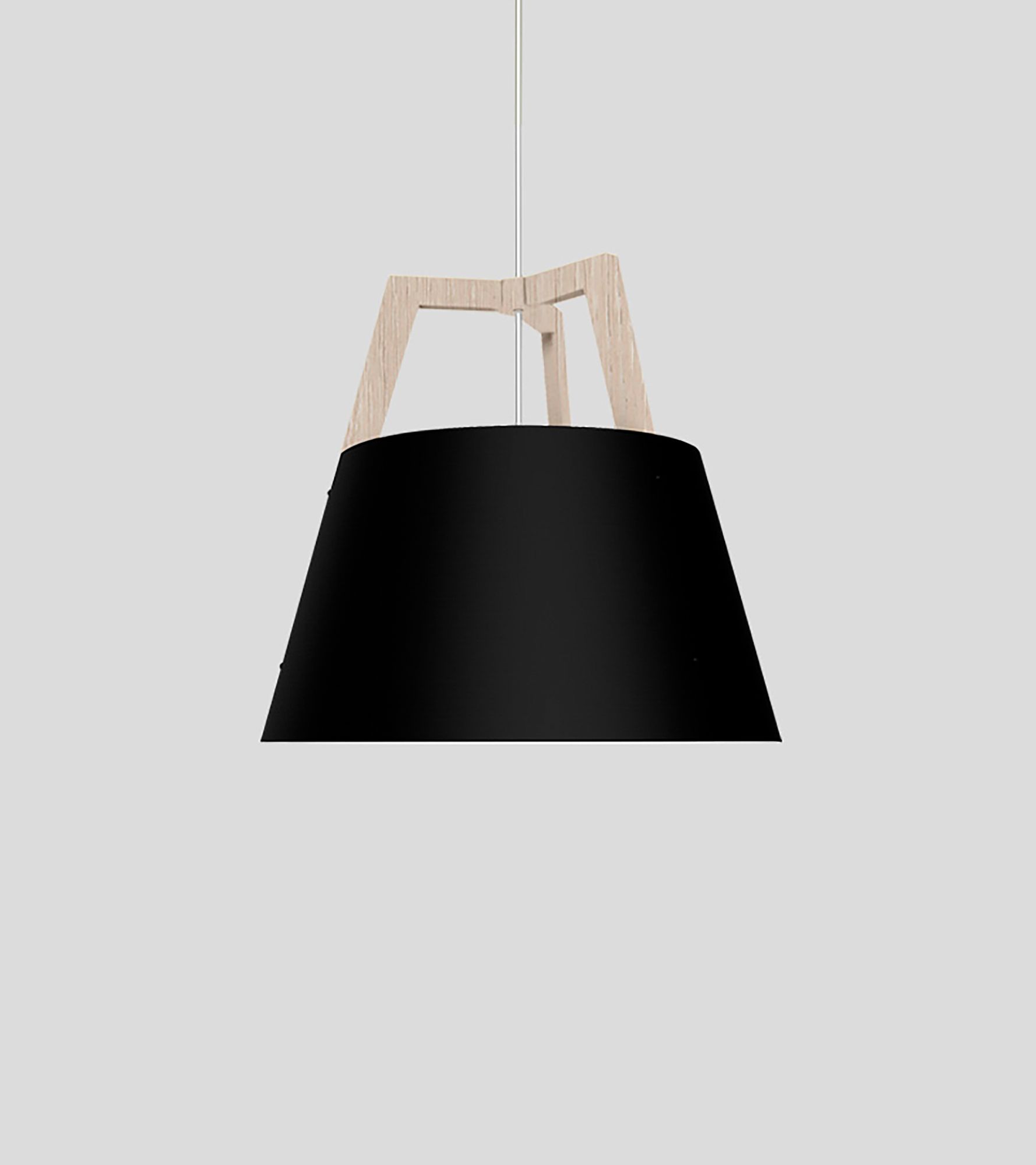 Image 2 Imber 24" White Oak Rigid 3500K LED Pendant w/ Black & White Shade more views