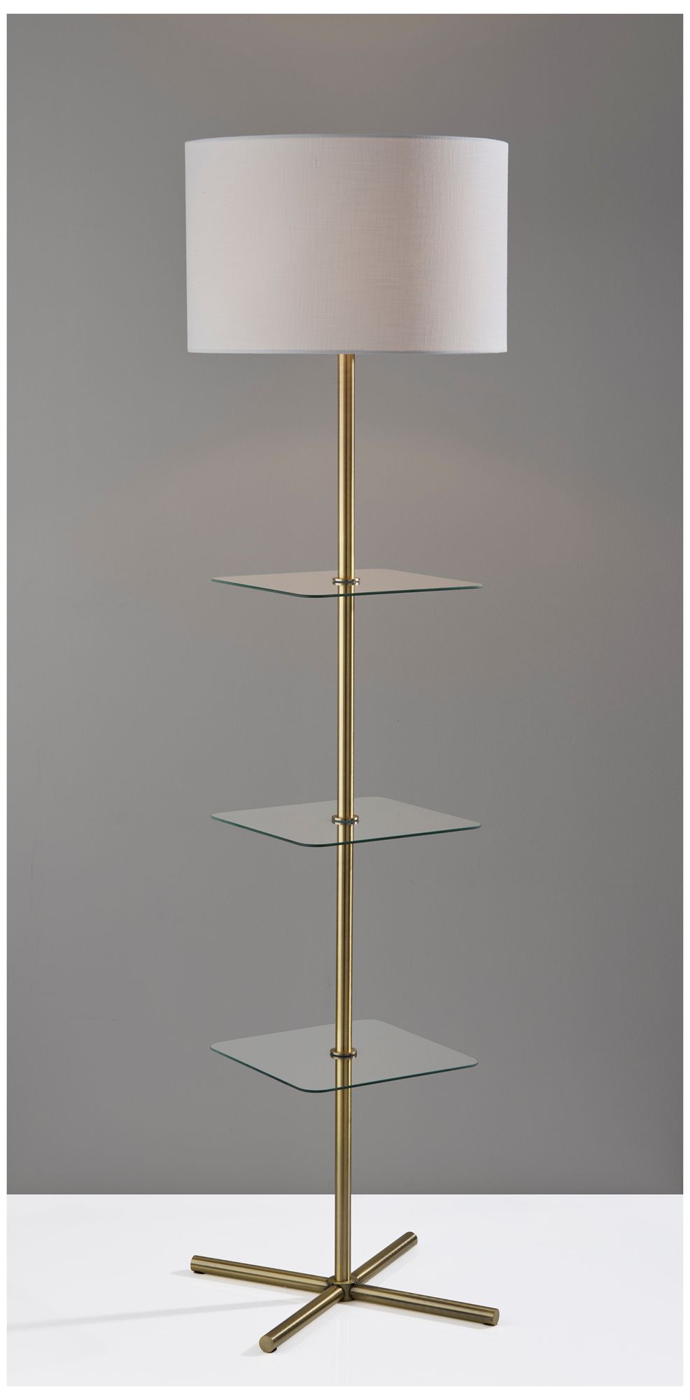 Image 4 Imogen Shelf Floor Lamp- Antique Brass more views