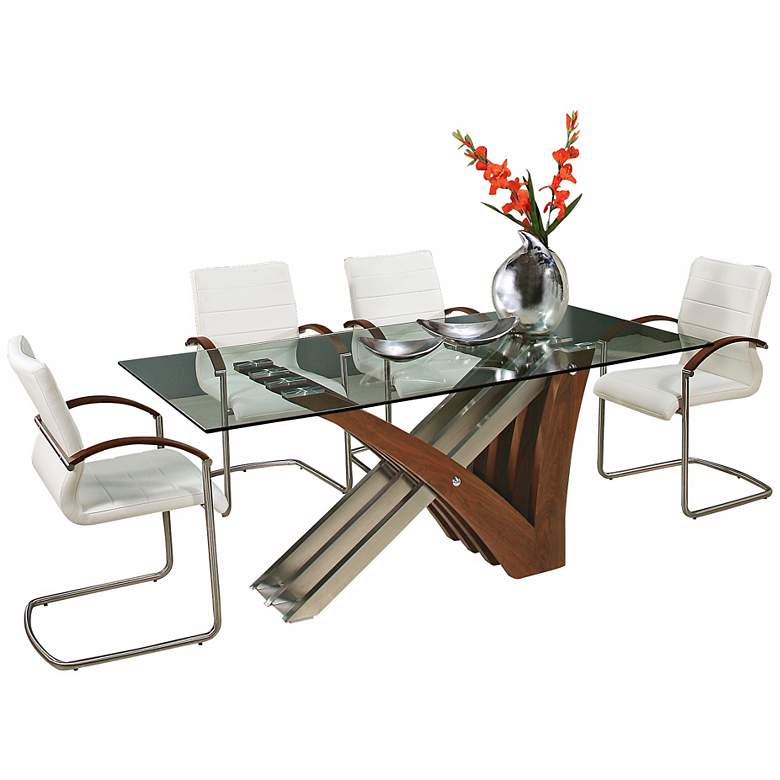 Image 1 Impacterra Akasha Glass Top Walnut Dining Table