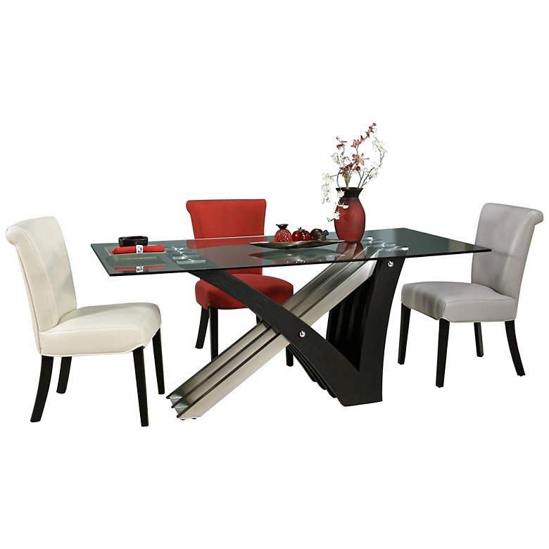 Image 1 Impacterra Akasha Glass Top Wenge Dining Table