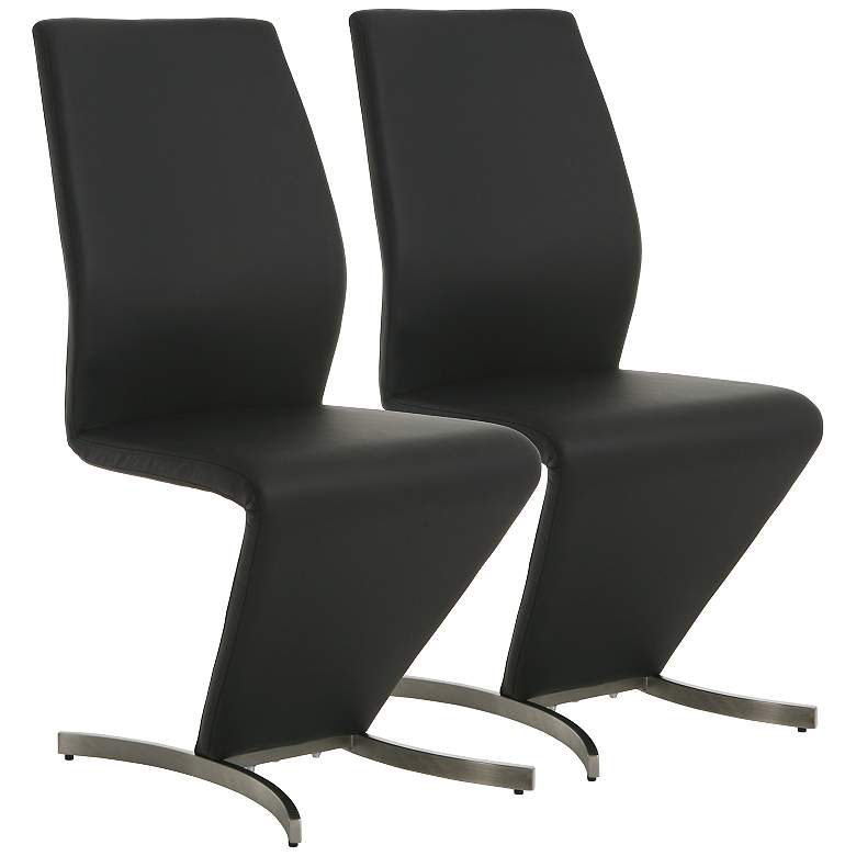 Image 1 Impacterra Capani Black Faux Leather Side Chairs Set of 2