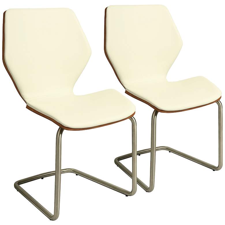 Image 1 Impacterra Indiana Ivory Faux Leather Side Chair Set of 2