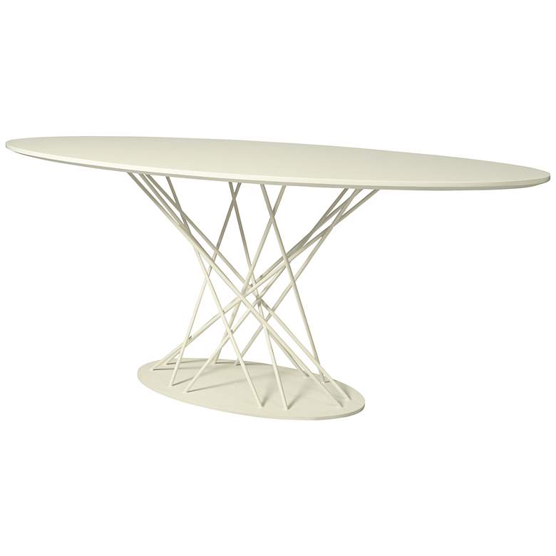 Image 1 Impacterra Janette White Graphite Walnut Oval Dining Table