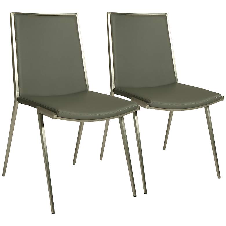 Image 1 Impacterra Roxanne Gray Faux Leather Side Chair Set of 2
