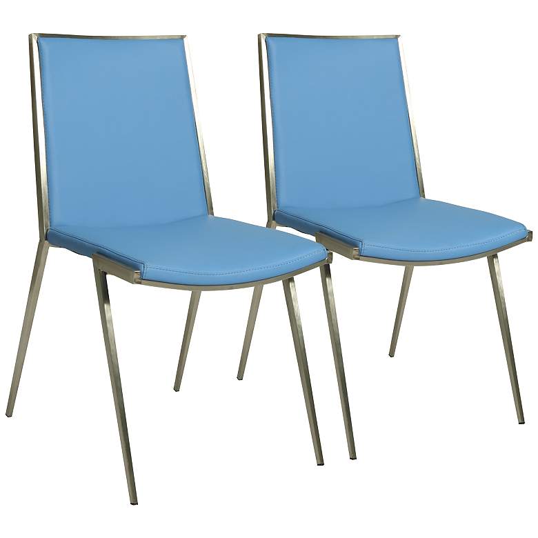 Image 1 Impacterra Roxanne Light Blue Faux Leather Chair Set of 2