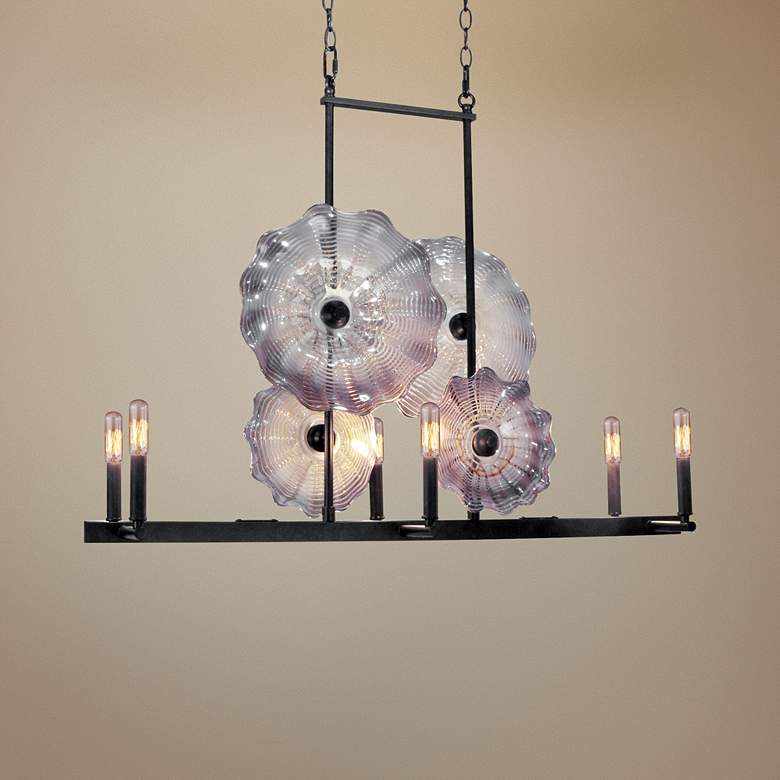 Image 1 Impasto 36"W Tiffany Glass Kitchen Island Light Chandelier