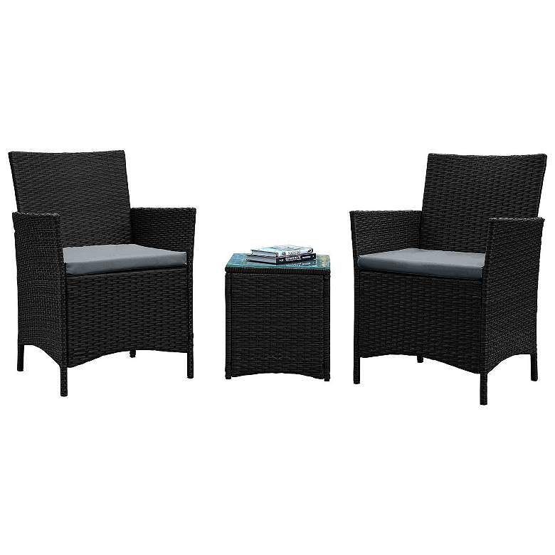 Image 1 Imperia Patio 2-Person Seating Group with End Table with Grey Cushions