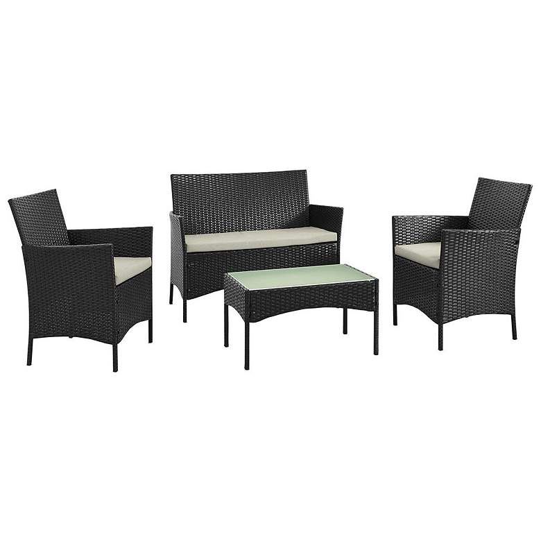 Image 1 Imperia Patio 4-Person Conversation Set with Coffee Table Cream Cushions