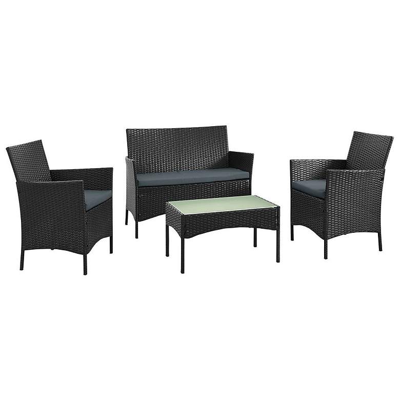 Image 1 Imperia Patio 4-Person Conversation Set with Coffee Table Grey Cushions
