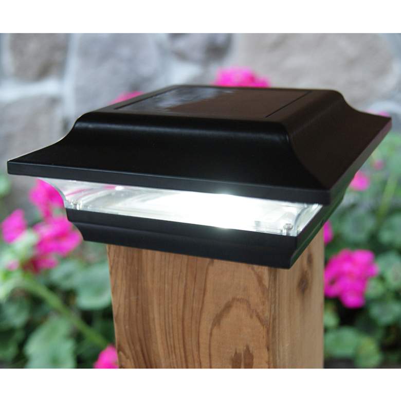 Image 3 Imperial 2 1/2 inch High Black Outdoor Solar LED Post Cap more views