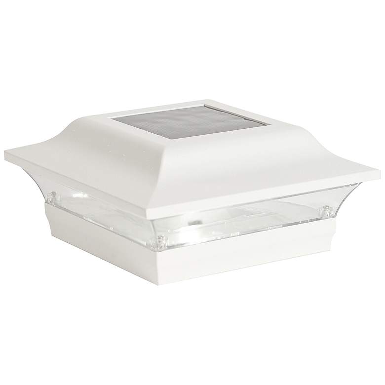 Image 1 Imperial 2 1/2" High White Outdoor Solar LED Post Cap