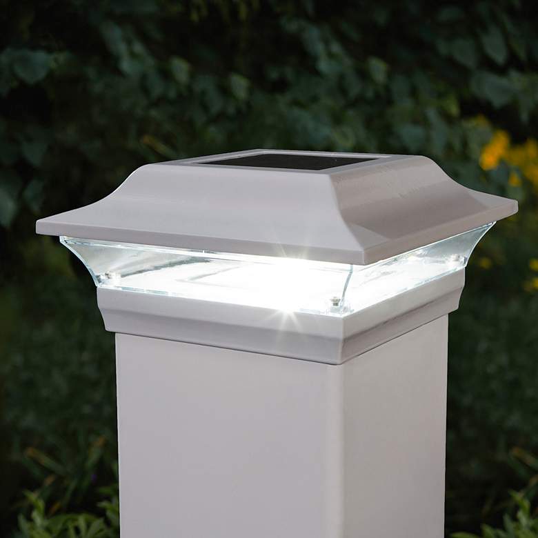 Image 1 Imperial 3 1/4" High White Outdoor Solar LED Post Cap