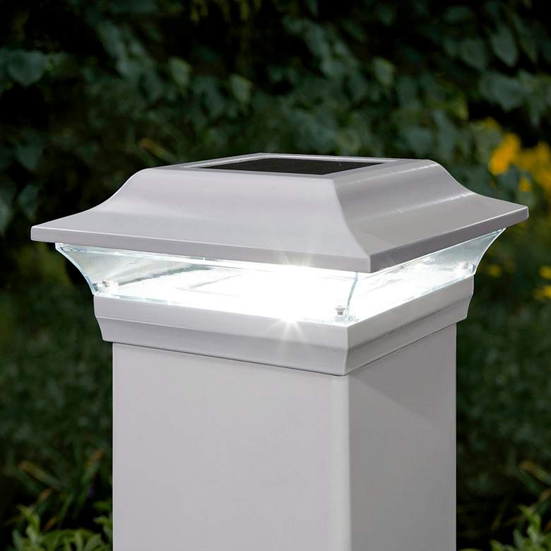 Image 3 Imperial 3 1/4 inch High White Outdoor Solar LED Post Cap more views