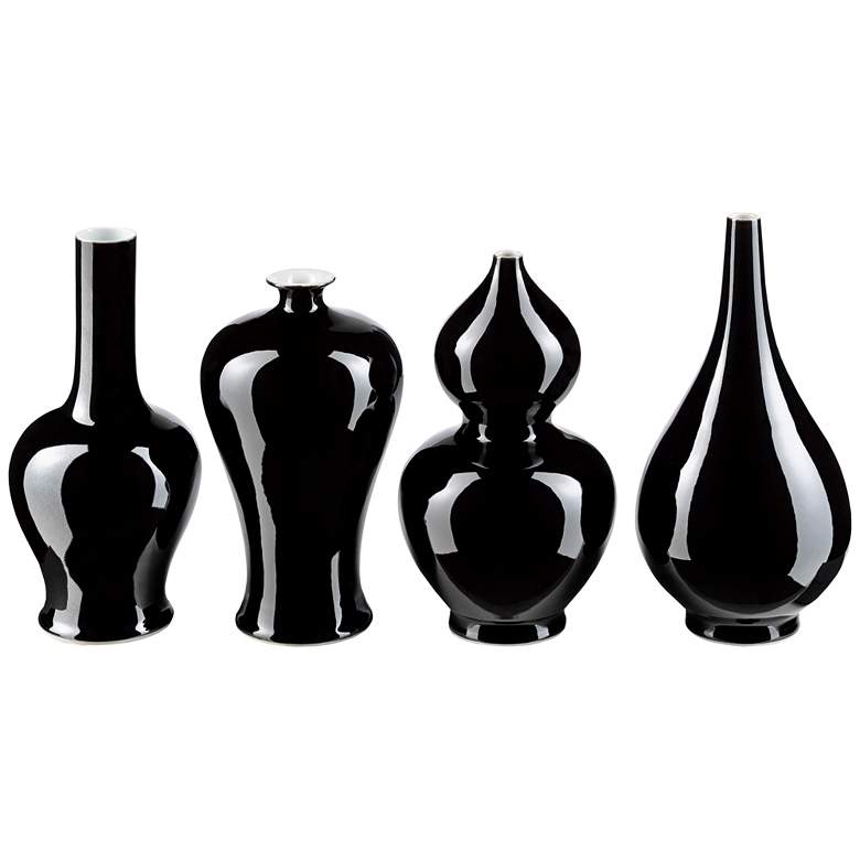 Image 1 Imperial Black 10 1/2 inchH Porcelain Decorative Vases Set of 4