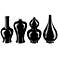 Imperial Black 10 1/2"H Porcelain Decorative Vases Set of 4