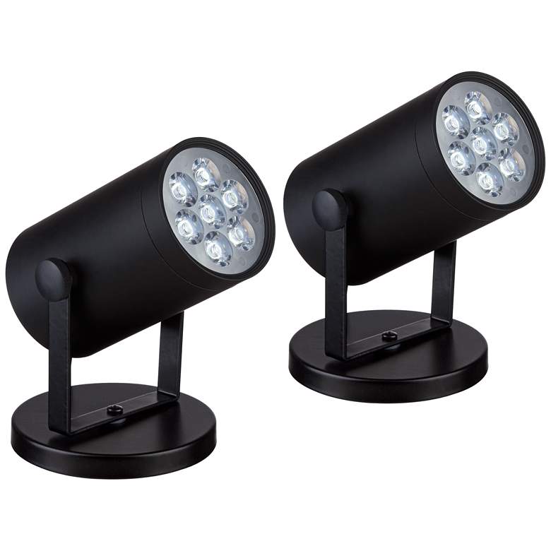 Image 1 Imperial Black 4 1/2" High LED Uplight Set of Two