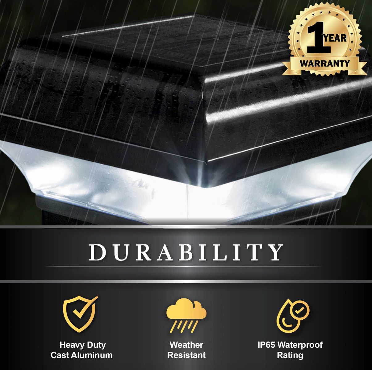 Image 6 Imperial Black Solar Powered LED Outdoor Post Cap more views