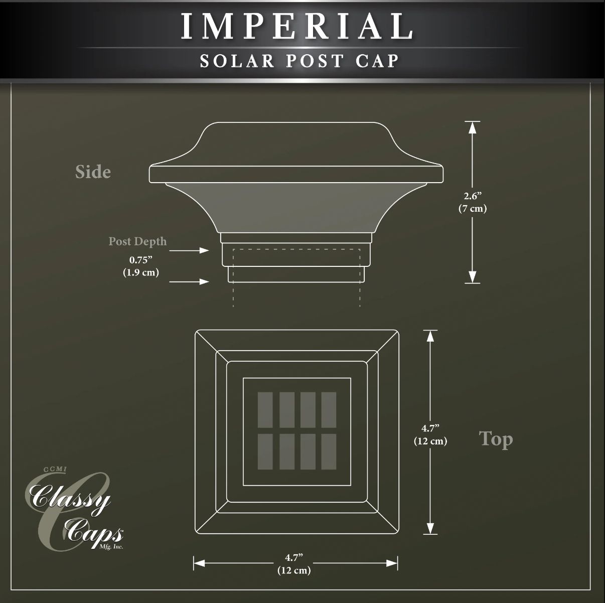 Imperial Black Solar Powered LED Outdoor Post Cap