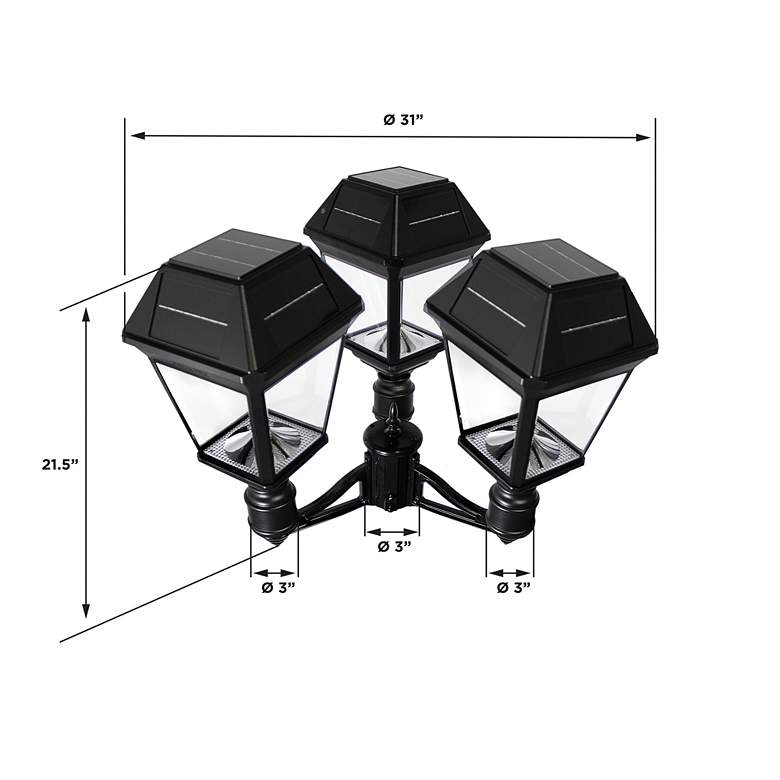 Image 4 Imperial III 21 1/2 inch High Black LED Solar Triple Post Light more views