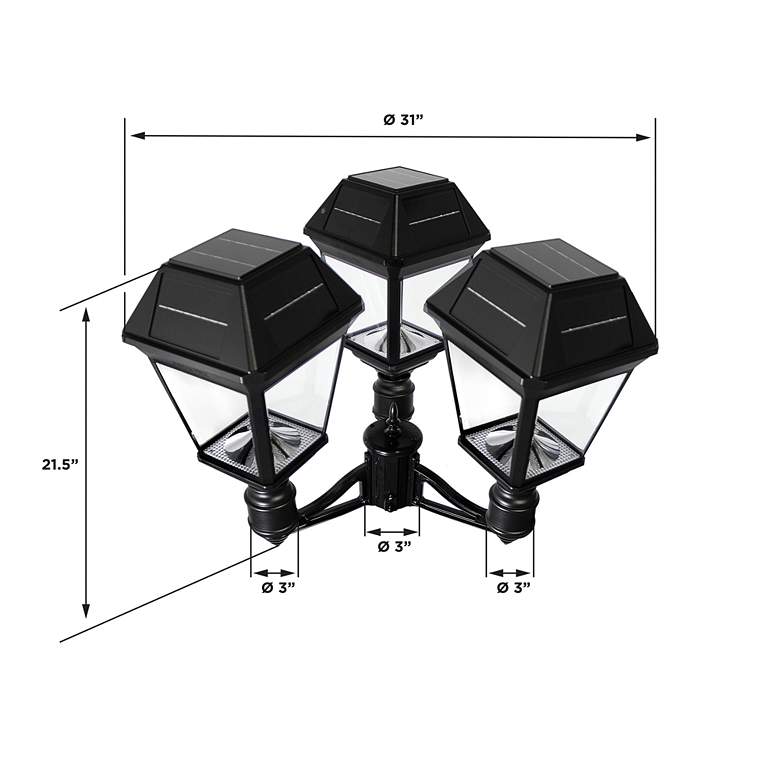 Image 4 Imperial III 21 1/2" High Black LED Solar Triple Post Light more views