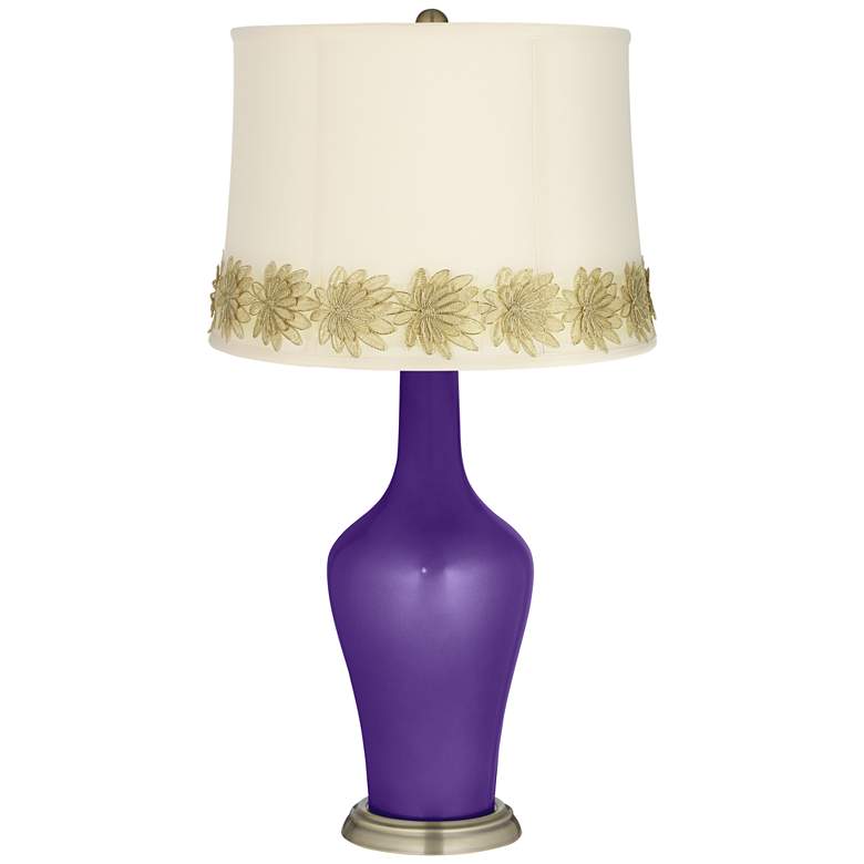 Image 1 Imperial Metallic Anya Table Lamp with Flower Applique Trim