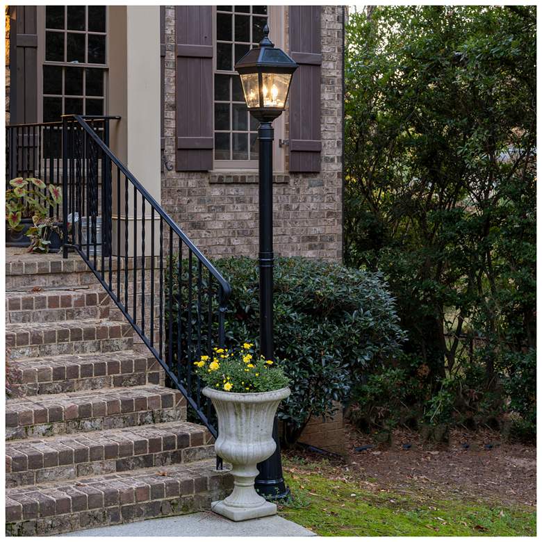 Image 4 Imperial Trio Bulb Solar Post Light w/Trapezoid Panels more views
