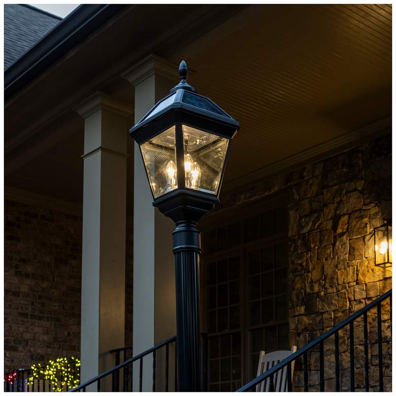 Image 7 Imperial Trio Bulb Solar Post Light w/Trapezoid Panels more views