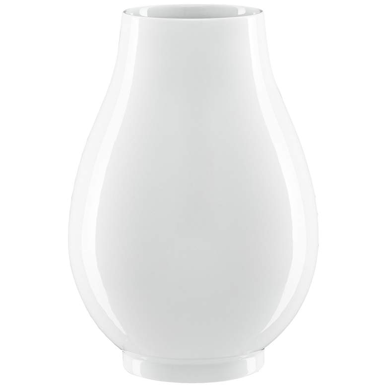 Imperial White 15&quot; High Round Porcelain Decorative Vase