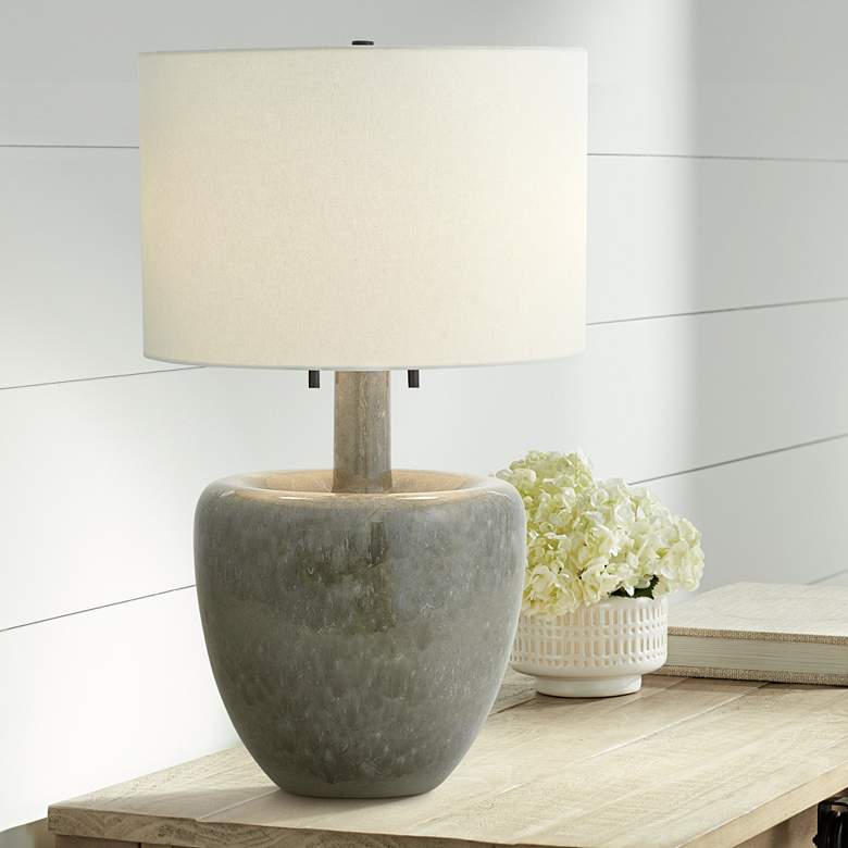 Image 1 Impression Green Ceramic Table Lamp